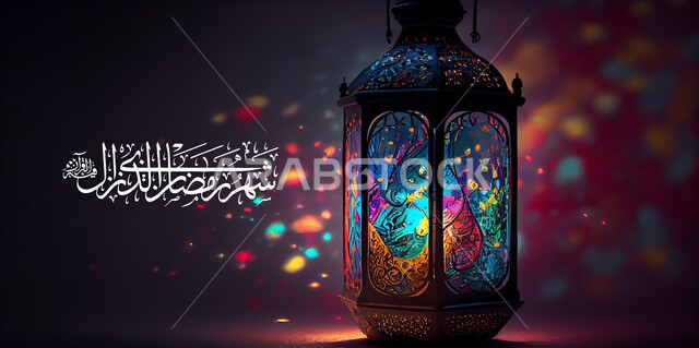 Ramadan lantern on a colored background, design template, the holy month of Ramadan, Ramadan lighting and decorations, Ramadan atmosphere, religious occasions