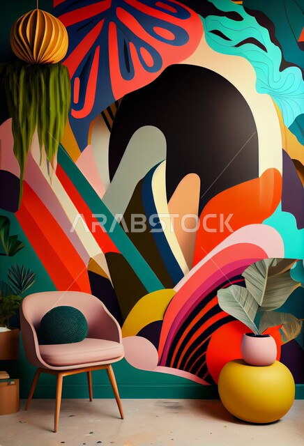 Creative designs for wall art, decorations and interior decorations, wall art graphics, 3D wallpaper, colorful wall background