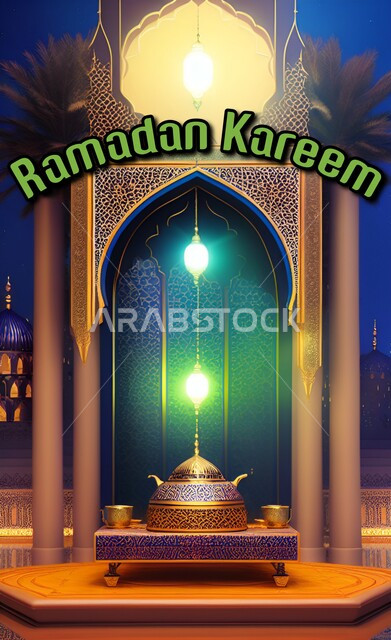 تصاميم وزخارف اسلامية، فوانيس رمضان، زينة رمضان، ديكورات وأنوار رمضانية، رمضان كريم، خلفية رمضانية