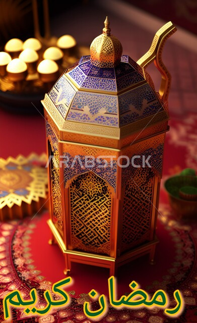 تصاميم وزخارف اسلامية، فانوس رمضان، زينة رمضان، رمضان كريم، خلفية رمضانية