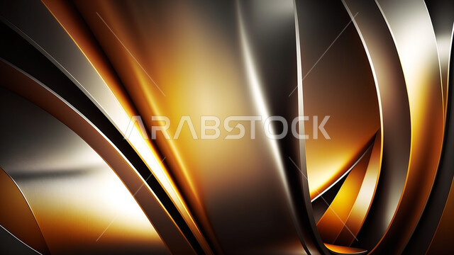 خلفية معدنية ثلاثية الابعاد، خطوط مضيئة باللون الذهبي ، خلفية سوداء ، خلفيات منوعة ثلاثية الابعاد ، رسومات ثلاثية الابعاد 