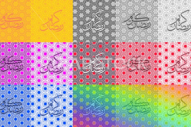 قالب تصميم رمضاني , التهنئة بقدوم شهر رمضان الكريم ، هلال و فوانيس رمضان ، كتابة رمضان كريم , مخطوطة عربية دينية .