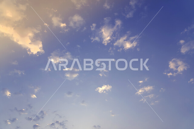 السحب البيضاء في السماء، مناظر طبيعية خلابة، السماء الزرقاء، خلفية الطبيعة