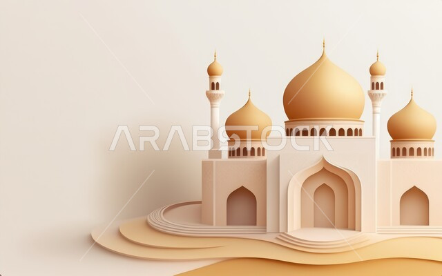 مجسم ثلاثي الابعاد لمسجد بتصاميم ابداعية، ديكورات اسلامية، تصاميم اسلامية، مجسمات اسلامية، ديكور رمضاني، خلفية رمضانية، تحف ثلاثية الأبعاد