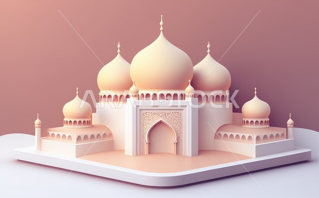 مجسم ثلاثي الابعاد لمسجد بتصاميم ابداعية، ديكورات اسلامية، تصاميم اسلامية، مجسمات اسلامية، ديكور رمضاني، خلفية رمضانية، تحف ثلاثية الأبعاد