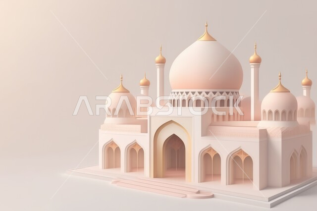 مجسم ثلاثي الابعاد لمسجد بتصاميم ابداعية، ديكورات اسلامية، تصاميم اسلامية، مجسمات اسلامية، ديكور رمضاني، خلفية رمضانية، تحف ثلاثية الأبعاد