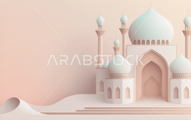مجسم ثلاثي الابعاد لمسجد بتصاميم ابداعية، ديكورات اسلامية، تصاميم اسلامية، مجسمات اسلامية، ديكور رمضاني، خلفية رمضانية، تحف ثلاثية الأبعاد