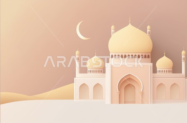 مجسم ثلاثي الابعاد لمسجد بتصاميم ابداعية، ديكورات اسلامية، تصاميم اسلامية، مجسمات اسلامية، ديكور رمضاني، خلفية رمضانية، تحف ثلاثية الأبعاد