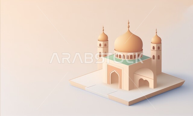 مجسم ثلاثي الابعاد لمسجد بتصاميم ابداعية، ديكورات اسلامية، تصاميم اسلامية، مجسمات اسلامية، ديكور رمضاني، خلفية رمضانية، تحف ثلاثية الأبعاد