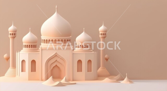 مجسم ثلاثي الابعاد لمسجد بتصاميم ابداعية، ديكورات اسلامية، تصاميم اسلامية، مجسمات اسلامية، ديكور رمضاني، خلفية رمضانية، تحف ثلاثية الأبعاد