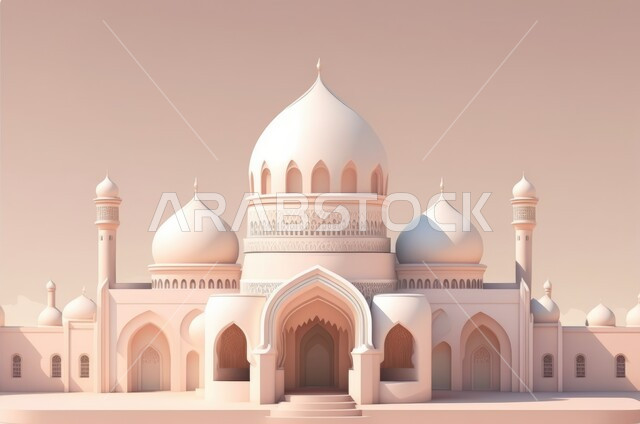 مجسم ثلاثي الابعاد لمسجد بتصاميم ابداعية، ديكورات اسلامية، تصاميم اسلامية، مجسمات اسلامية، ديكور رمضاني، خلفية رمضانية، تحف ثلاثية الأبعاد