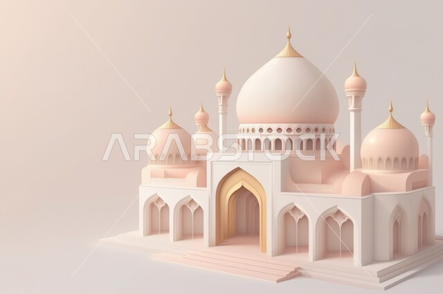 مجسم ثلاثي الابعاد لمسجد بتصاميم ابداعية، ديكورات اسلامية، تصاميم اسلامية، مجسمات اسلامية، ديكور رمضاني، خلفية رمضانية، تحف ثلاثية الأبعاد