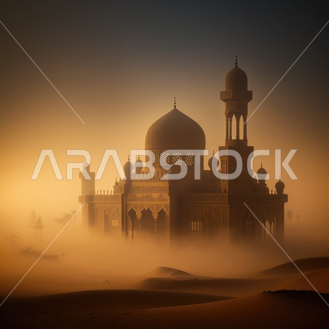 صورة مقربة لمسجد بتصاميم ابداعية، المناطق الصحراوية، الكثبان الرملية، تلال رملية، الفن الاسلامي المعماري، الهندسة المعمارية الاسلامية، معالم دينية، اماكن اسلامية مقدسة