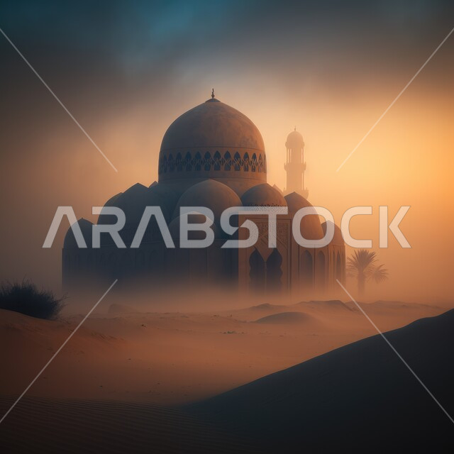 صورة مقربة لمسجد بتصاميم ابداعية، المناطق الصحراوية، الكثبان الرملية، تلال رملية، الفن الاسلامي المعماري، الهندسة المعمارية الاسلامية، معالم دينية، اماكن اسلامية مقدسة