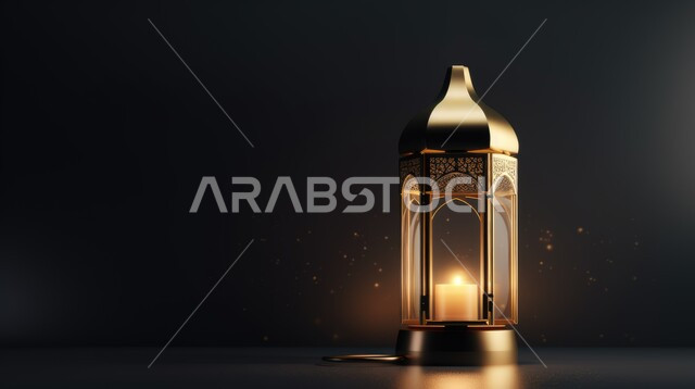 فانوس عربي تقليدي معدني، إضاءة وزينة شهر رمضان، تحف رمضانية، الإحتفال بقدوم شهر رمضان، ديكورات وأنوار، اجواء رمضانية، خلفية سوداء