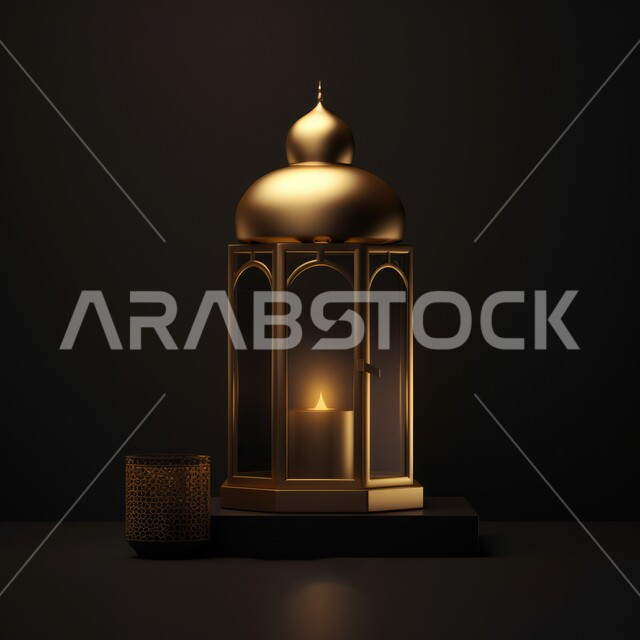 فانوس عربي تقليدي معدني، إضاءة وزينة شهر رمضان، تحف رمضانية، الإحتفال بقدوم شهر رمضان، ديكورات وأنوار، اجواء رمضانية، خلفية سوداء