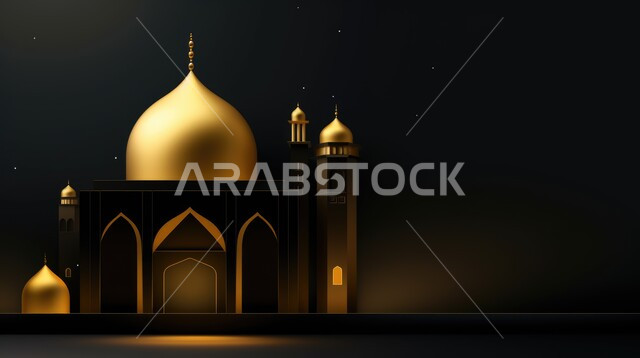 مجسم ثلاثي الابعاد لمسجد مضيء بتصاميم ابداعية، ديكورات اسلامية، تصاميم اسلامية، مجسمات اسلامية متوهجة، ديكور رمضاني، خلفية رمضانية، تحف ثلاثية الابعاد، خلفية سوداء