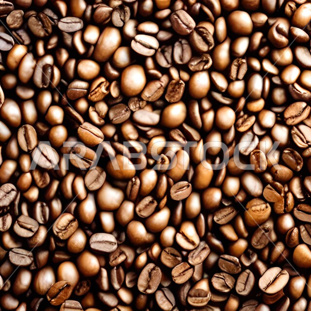 حبوب القهوه المحمصة المتناثره, حبوب البن المبعثره , حبوب القهوه العضويه , كافيين , حبوب بنية للقهوة السوداء .