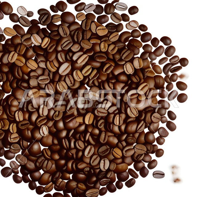 حبوب القهوه المحمصة المتناثره, حبوب البن المبعثره , حبوب القهوه العضويه , كافيين , حبوب بنية للقهوة السوداء .