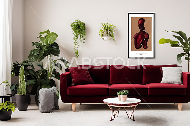 غرفة معيشة بتصاميم عصرية حديثه، ديكورات داخليه، غرفة جلوس, أثاث منزلي راقي، تصاميم عصرية فاخرة، شقق وفلل سكنية, فنادق ومنتجعات فاخره ، ديكور داخلي باللون الأحمر