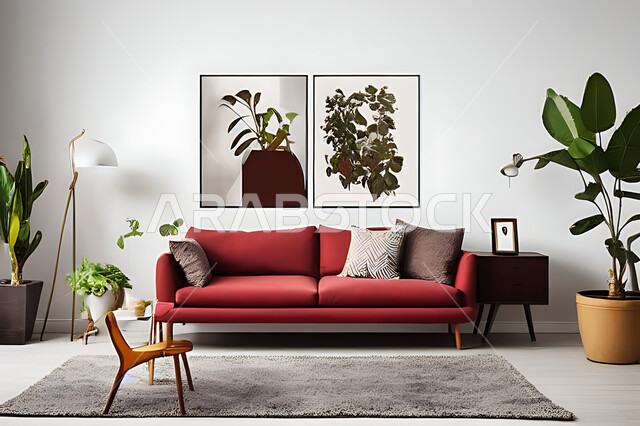 غرفة معيشة بتصاميم عصرية حديثه، ديكورات داخليه، غرفة جلوس, أثاث منزلي راقي، تصاميم عصرية فاخرة، شقق وفلل سكنية, فنادق ومنتجعات فاخره ، ديكور داخلي باللون الأحمر