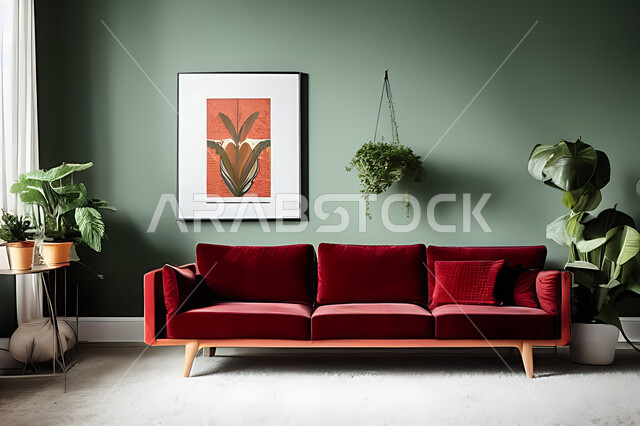 غرفة معيشة بتصاميم عصرية حديثه، ديكورات داخليه، غرفة جلوس, أثاث منزلي راقي، تصاميم عصرية فاخرة، شقق وفلل سكنية, فنادق ومنتجعات فاخره ، ديكور داخلي باللون الأحمر