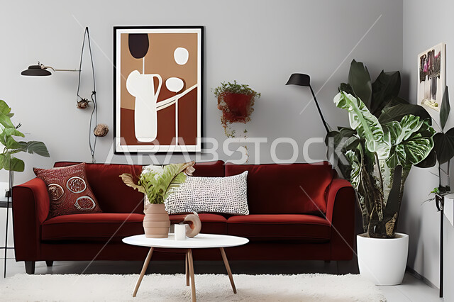 غرفة معيشة بتصاميم عصرية حديثه، ديكورات داخليه، غرفة جلوس, أثاث منزلي راقي، تصاميم عصرية فاخرة، شقق وفلل سكنية, فنادق ومنتجعات فاخره ، ديكور داخلي باللون الأحمر