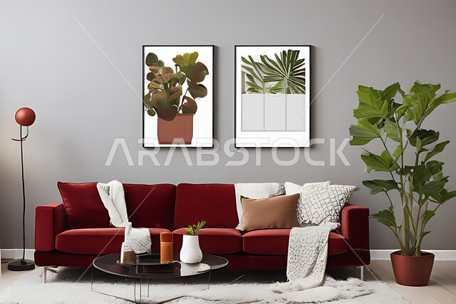 غرفة معيشة بتصاميم عصرية حديثه، ديكورات داخليه، غرفة جلوس, أثاث منزلي راقي، تصاميم عصرية فاخرة، شقق وفلل سكنية, فنادق ومنتجعات فاخره ، ديكور داخلي باللون الأحمر