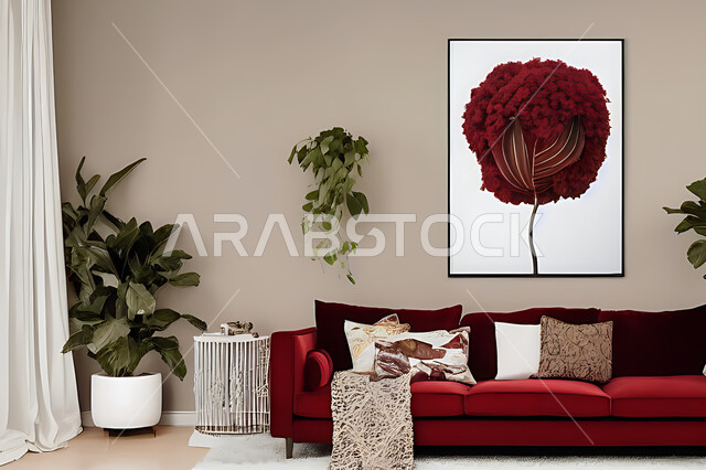 غرفة معيشة بتصاميم عصرية حديثه، ديكورات داخليه، غرفة جلوس, أثاث منزلي راقي، تصاميم عصرية فاخرة، شقق وفلل سكنية, فنادق ومنتجعات فاخره ، ديكور داخلي باللون الأحمر