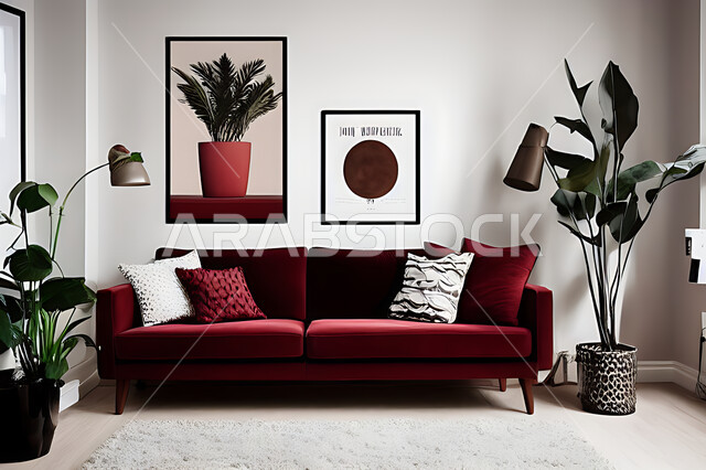 غرفة معيشة بتصاميم عصرية حديثه، ديكورات داخليه، غرفة جلوس, أثاث منزلي راقي، تصاميم عصرية فاخرة، شقق وفلل سكنية, فنادق ومنتجعات فاخره ، ديكور داخلي باللون الأحمر