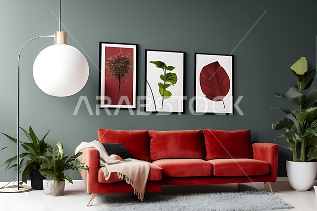 غرفة معيشة بتصاميم عصرية حديثه، ديكورات داخليه، غرفة جلوس, أثاث منزلي راقي، تصاميم عصرية فاخرة، شقق وفلل سكنية, فنادق ومنتجعات فاخره ، ديكور داخلي باللون الأحمر