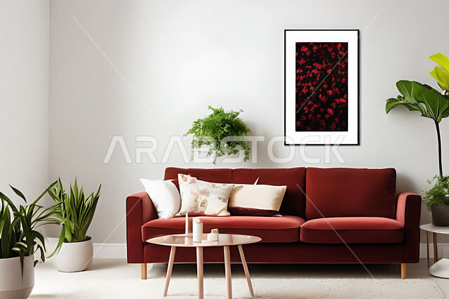 غرفة معيشة بتصاميم عصرية حديثه، ديكورات داخليه، غرفة جلوس, أثاث منزلي راقي، تصاميم عصرية فاخرة، شقق وفلل سكنية, فنادق ومنتجعات فاخره ، ديكور داخلي باللون الأحمر