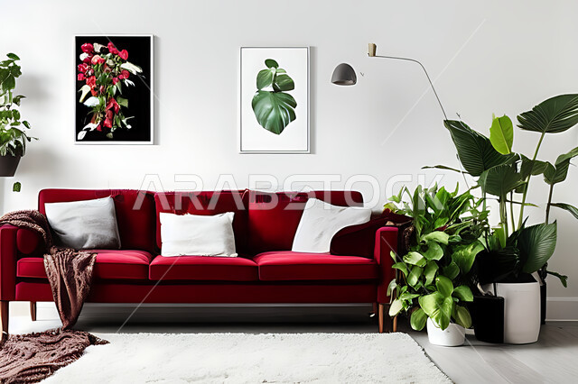 غرفة معيشة بتصاميم عصرية حديثه، ديكورات داخليه، غرفة جلوس, أثاث منزلي راقي، تصاميم عصرية فاخرة، شقق وفلل سكنية, فنادق ومنتجعات فاخره ، ديكور داخلي باللون الأحمر