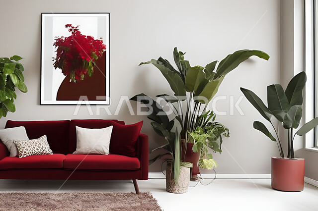 غرفة معيشة بتصاميم عصرية حديثه، ديكورات داخليه، غرفة جلوس, أثاث منزلي راقي، تصاميم عصرية فاخرة، شقق وفلل سكنية, فنادق ومنتجعات فاخره ، ديكور داخلي باللون الأحمر