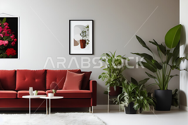 غرفة معيشة بتصاميم عصرية حديثه، ديكورات داخليه، غرفة جلوس, أثاث منزلي راقي، تصاميم عصرية فاخرة، شقق وفلل سكنية, فنادق ومنتجعات فاخره ، ديكور داخلي باللون الأحمر