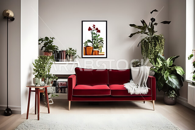 غرفة معيشة بتصاميم عصرية حديثه، ديكورات داخليه، غرفة جلوس, أثاث منزلي راقي، تصاميم عصرية فاخرة، شقق وفلل سكنية, فنادق ومنتجعات فاخره ، ديكور داخلي باللون الأحمر