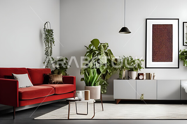 غرفة معيشة بتصاميم عصرية حديثه، ديكورات داخليه، غرفة جلوس, أثاث منزلي راقي، تصاميم عصرية فاخرة، شقق وفلل سكنية, فنادق ومنتجعات فاخره ، ديكور داخلي باللون الأحمر