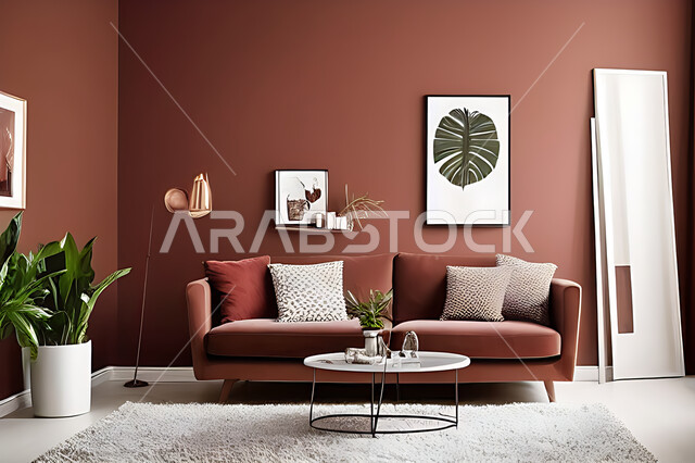 غرفة معيشة بتصاميم عصرية حديثه، ديكورات داخليه، غرفة جلوس, أثاث منزلي راقي، تصاميم عصرية فاخرة، شقق وفلل سكنية, فنادق ومنتجعات فاخره ، ديكور داخلي باللون الأحمر