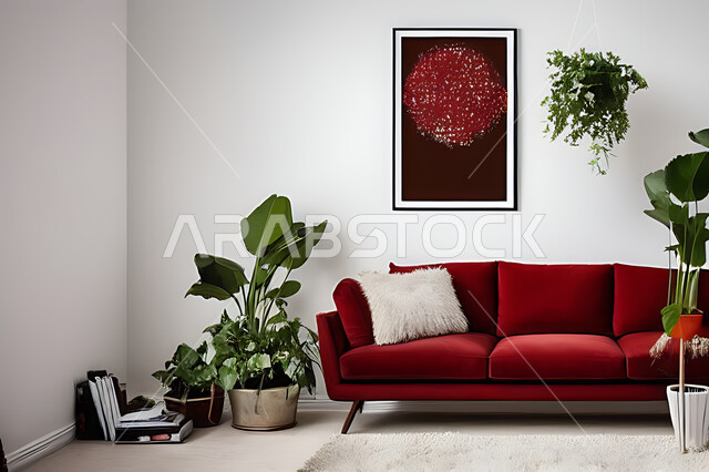 غرفة معيشة بتصاميم عصرية حديثه، ديكورات داخليه، غرفة جلوس, أثاث منزلي راقي، تصاميم عصرية فاخرة، شقق وفلل سكنية, فنادق ومنتجعات فاخره ، ديكور داخلي باللون الأحمر