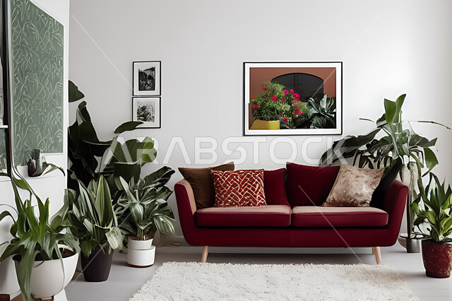 غرفة معيشة بتصاميم عصرية حديثه، ديكورات داخليه، غرفة جلوس, أثاث منزلي راقي، تصاميم عصرية فاخرة، شقق وفلل سكنية, فنادق ومنتجعات فاخره ، ديكور داخلي باللون الأحمر