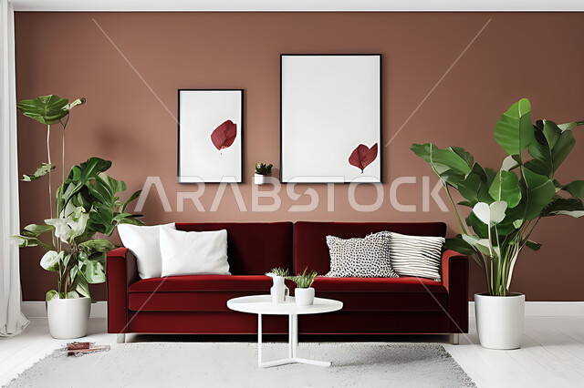 غرفة معيشة بتصاميم عصرية حديثه، ديكورات داخليه، غرفة جلوس, أثاث منزلي راقي، تصاميم عصرية فاخرة، شقق وفلل سكنية, فنادق ومنتجعات فاخره ، ديكور داخلي باللون الأحمر