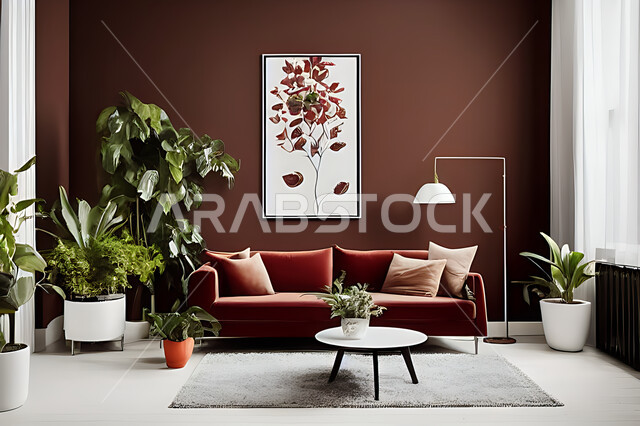 غرفة معيشة بتصاميم عصرية حديثه، ديكورات داخليه، غرفة جلوس, أثاث منزلي راقي، تصاميم عصرية فاخرة، شقق وفلل سكنية, فنادق ومنتجعات فاخره ، ديكور داخلي باللون الأحمر