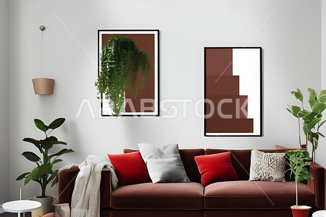 غرفة معيشة بتصاميم عصرية حديثه، ديكورات داخليه، غرفة جلوس, أثاث منزلي راقي، تصاميم عصرية فاخرة، شقق وفلل سكنية, فنادق ومنتجعات فاخره ، ديكور داخلي باللون الأحمر