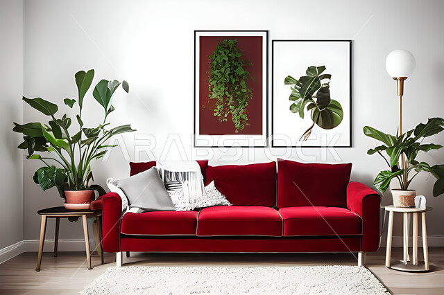 غرفة معيشة بتصاميم عصرية حديثه، ديكورات داخليه، غرفة جلوس, أثاث منزلي راقي، تصاميم عصرية فاخرة، شقق وفلل سكنية, فنادق ومنتجعات فاخره ، ديكور داخلي باللون الأحمر