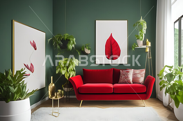 غرفة معيشة بتصاميم عصرية حديثه، ديكورات داخليه، غرفة جلوس, أثاث منزلي راقي، تصاميم عصرية فاخرة، شقق وفلل سكنية, فنادق ومنتجعات فاخره ، ديكور داخلي باللون الأحمر