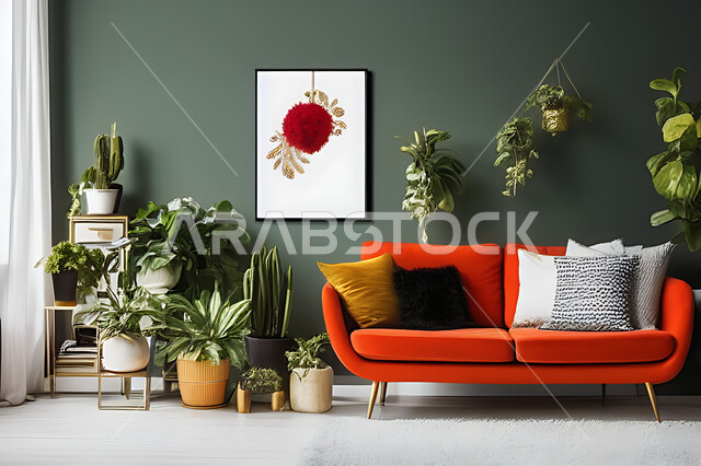 غرفة معيشة بتصاميم عصرية حديثه، ديكورات داخليه، غرفة جلوس, أثاث منزلي راقي، تصاميم عصرية فاخرة، شقق وفلل سكنية, فنادق ومنتجعات فاخره ، ديكور داخلي باللون الأحمر