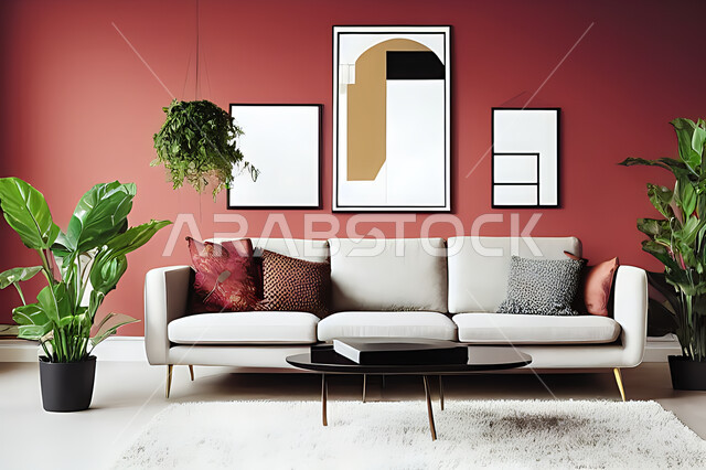 Living room with modern modern designs, interior decorations, living room, elegant home furniture, luxurious modern designs, apartments and villas, luxury hotels and resorts, interior decoration in red