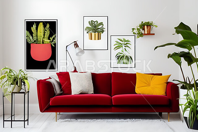 غرفة معيشة بتصاميم عصرية حديثه، ديكورات داخليه، غرفة جلوس, أثاث منزلي راقي، تصاميم عصرية فاخرة، شقق وفلل سكنية, فنادق ومنتجعات فاخره ، ديكور داخلي باللون الأحمر