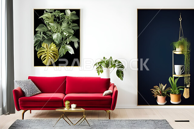 غرفة معيشة بتصاميم عصرية حديثه، ديكورات داخليه، غرفة جلوس, أثاث منزلي راقي، تصاميم عصرية فاخرة، شقق وفلل سكنية, فنادق ومنتجعات فاخره ، ديكور داخلي باللون الأحمر