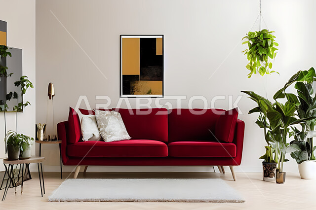 غرفة معيشة بتصاميم عصرية حديثه، ديكورات داخليه، غرفة جلوس, أثاث منزلي راقي، تصاميم عصرية فاخرة، شقق وفلل سكنية, فنادق ومنتجعات فاخره ، ديكور داخلي باللون الأحمر